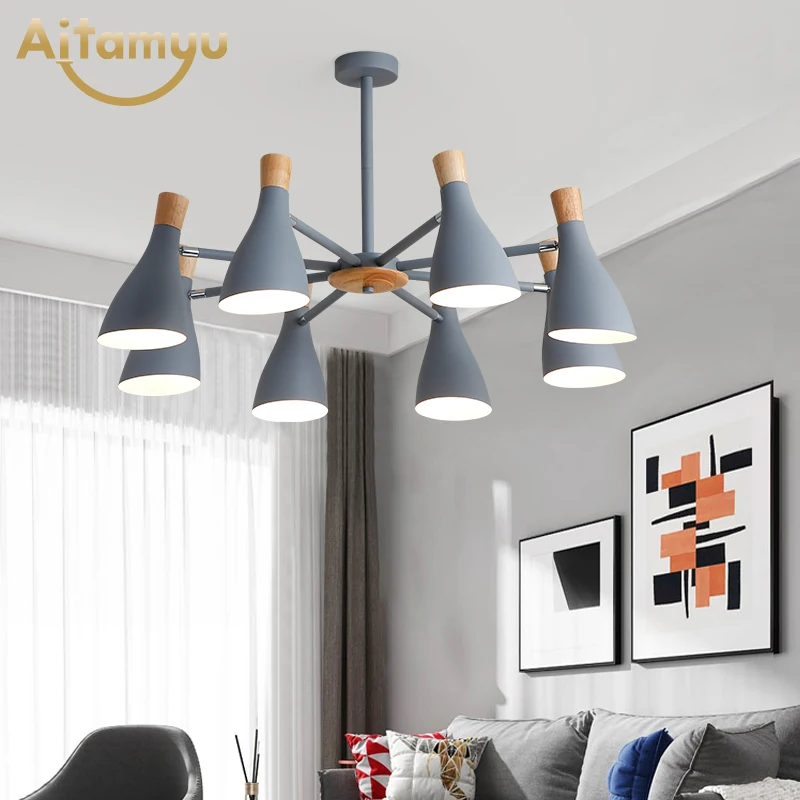 Светодиодный светильник с металлическим абажуром для гостиной E27 люстра