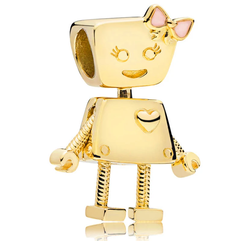 6 Розовое золото Rob& Bella Bot's Pet Bobby Bot Dog Цветочные Подвески Bella Fit Pandora браслет серебряные бусины 925 пробы DIY ювелирные изделия - Цвет: 6
