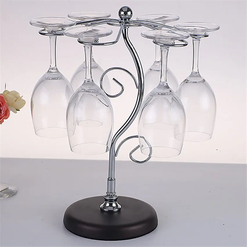 Wine Glass Rack Kitchen Bar Cup Hanging Holder Metal Goblet Display Stand Drinking Glasses Stemware Accessories |
