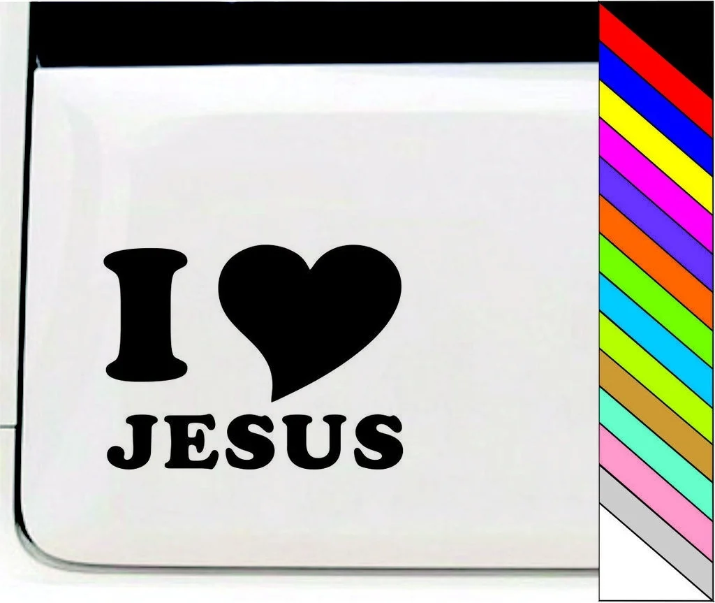 Наклейка на окно Я люблю/сердце Иисуса 12x9 см | Автомобили и мотоциклы