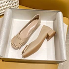 Осенняя женская обувь famнаклеа из натуральной кожи 2021, низкие туфли на каблуках, розовые, черные, белые