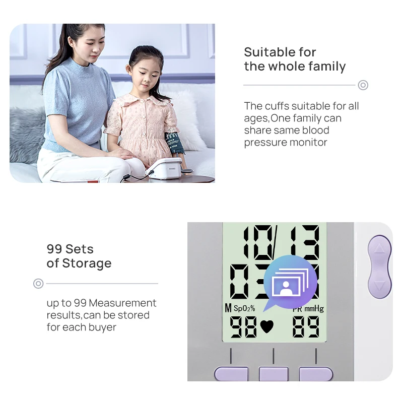 CONTEC08C Automatic Digital Blood Pressure Monitor BP Sphygmomanometer Heart Beat Rate Pulse Meter Large Screen |