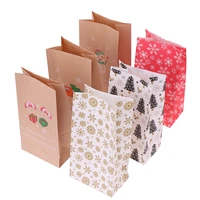 12set paper package bag christmas gift wrapping bags new year party candy cake cookies bag pouch snowflake santa pattern