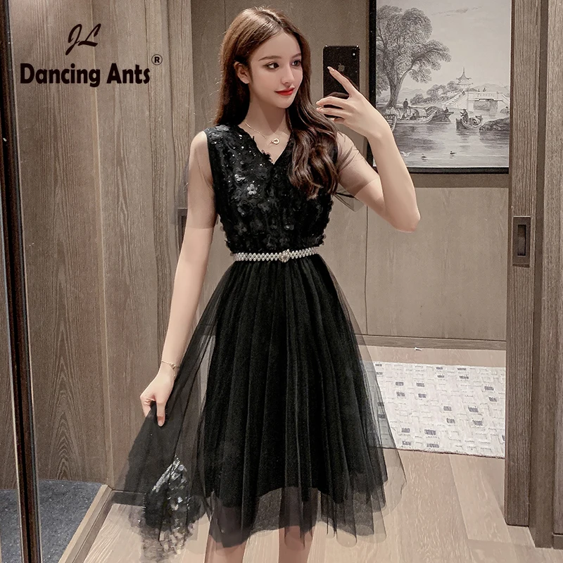 Женское платье трапеция с V образным вырезом и коротким рукавом Сетчатое