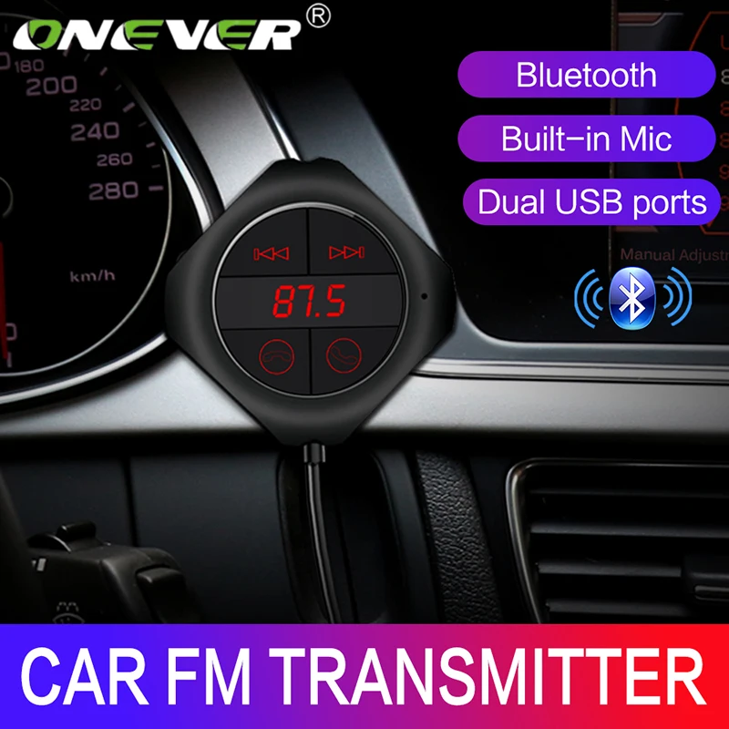 Onever fm-передатчик Bluetooth Handsfree автомобильный комплект радио передатчик беспроводной FM модулятор Автомобильный mp3 плеер TF U диск двойной USB