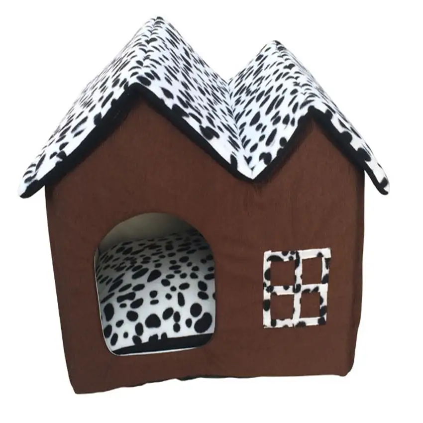 Съемные двухместные лежанки для собак коричневый домик домашних животных