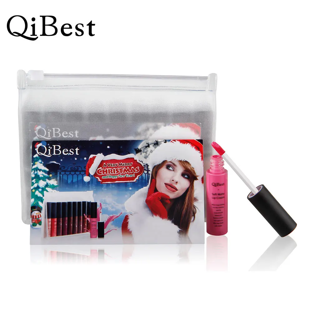 

QiBest 9 colors lip sticks makeup sets for Christmas limited edition lip gloss set non-stick cup long lasting lipstick