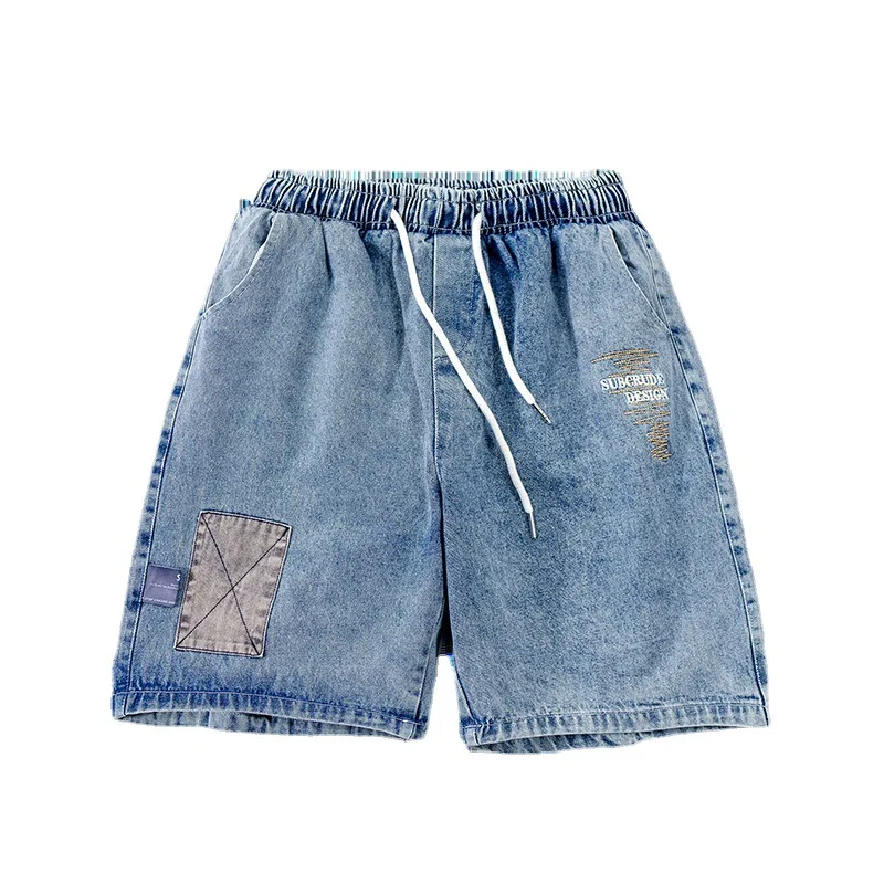

Vintage patch embroidered denim shorts mens street wear Preppy Style men designer jeans for men UC01