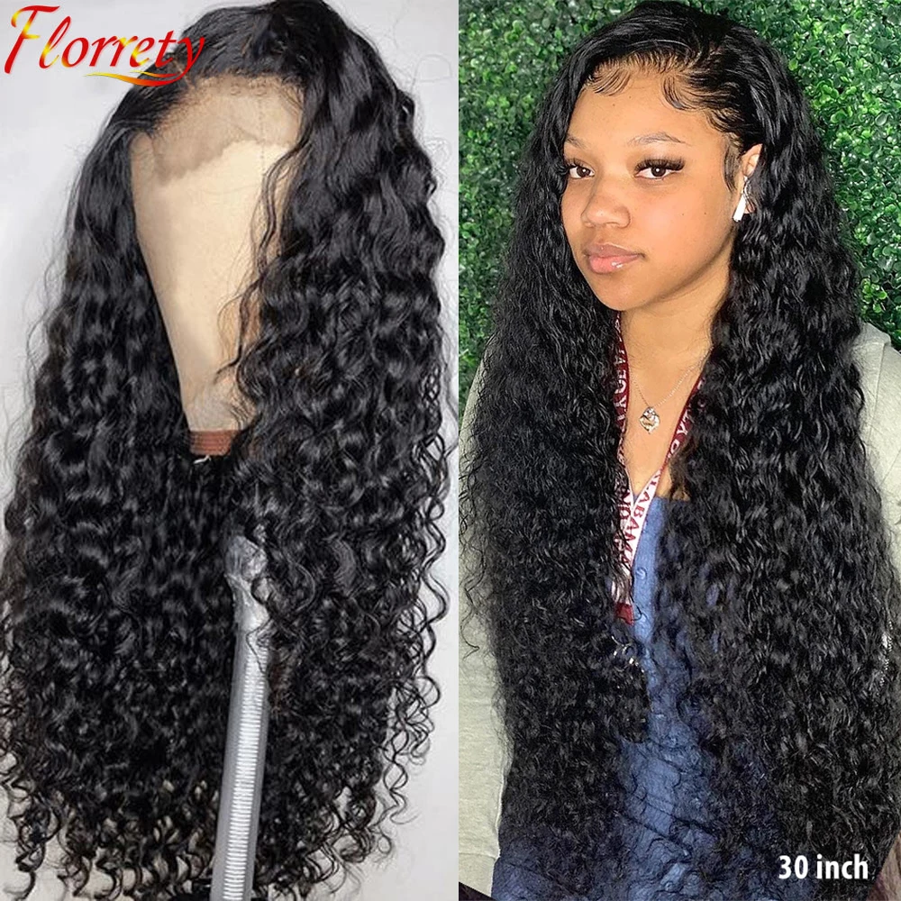 

Water Wave Lace Front Wig Pre Plucked 13x4 Lace Frontal Peruvian Human Hair Lacefront Closure Wigs Curly 4x4 For Black Women