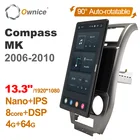 Автомагнитола Ownice, 1 Din, 1920x1080, Android 10,0, поворот 13,3 дюйма, GPS, мультимедиа, для Jeep Compass MK 2006 - 2010