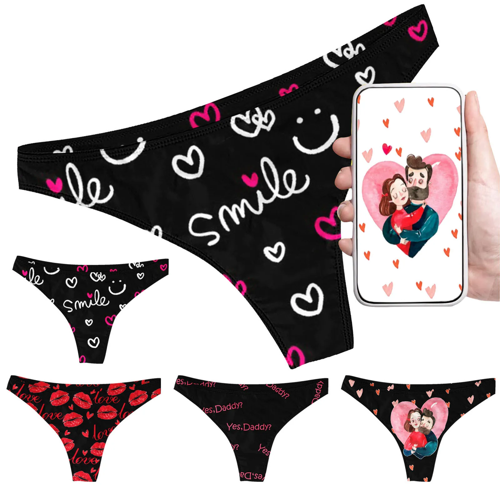 

Cotton Heart Print Underpants For Women Men Lovely Sweet Underwear Mid Waist Plus Size Boxer Physiological Female Breifs #F