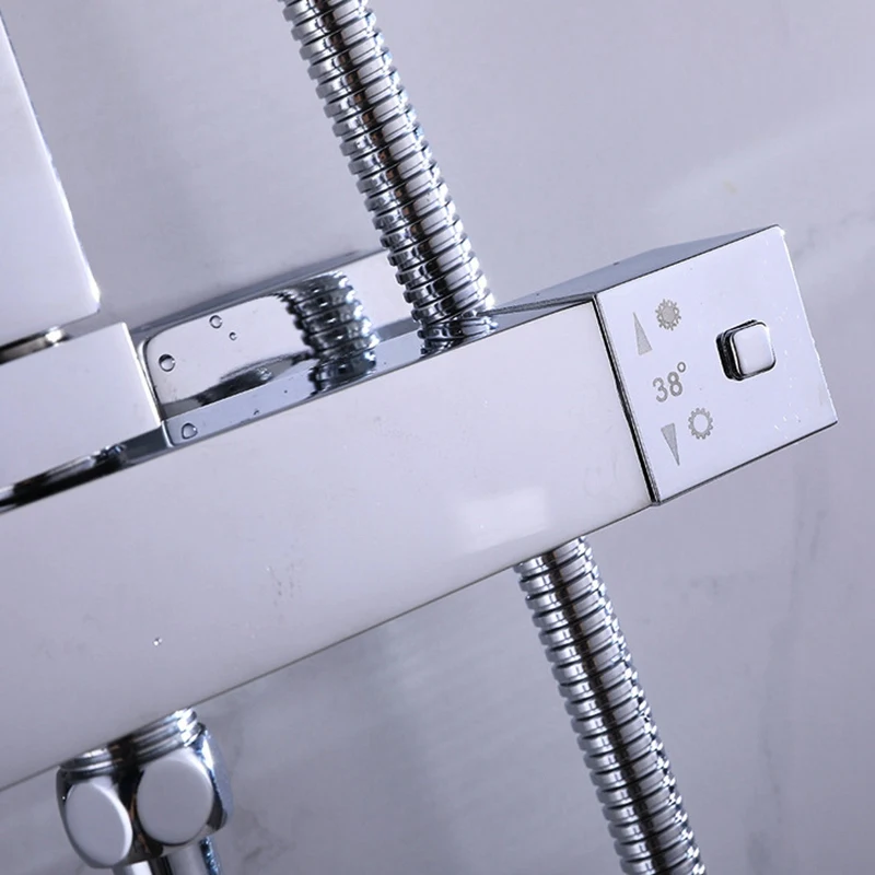 Квадратный хромированный Термостатический смеситель для душа латунный клапан