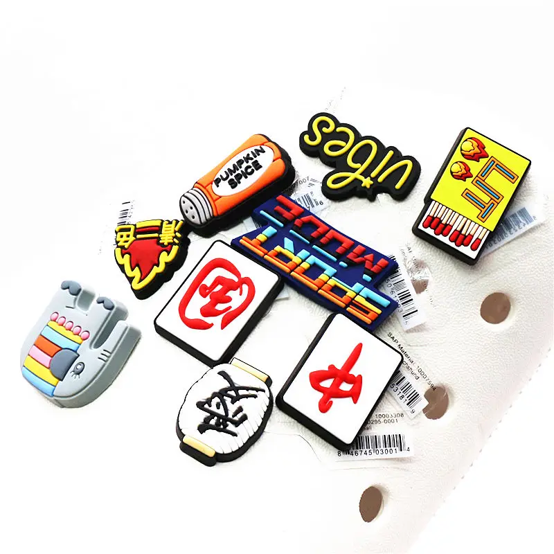 Original 1pcs Shoe Charms Chinese Character Style Cute Elephant Match Shoe Decoration Accessories for Croc jibz Kids Party Gifts