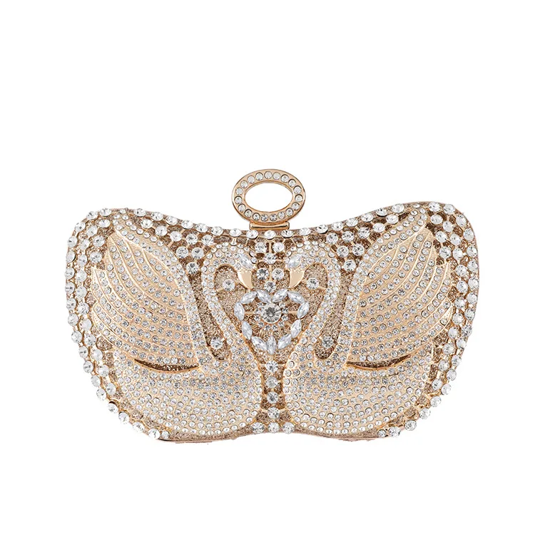 Boutique GG Pattern Angel Birds Silver Ladies Shoulder Bag Female Handbag Women Wedding Toiletry Purse Money Wallet