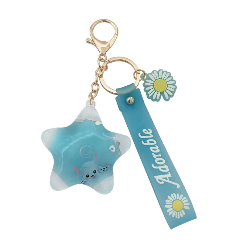 

Quicksand star key chain cute female keychain pendant floating liquid bag ornaments gift for girlfriend