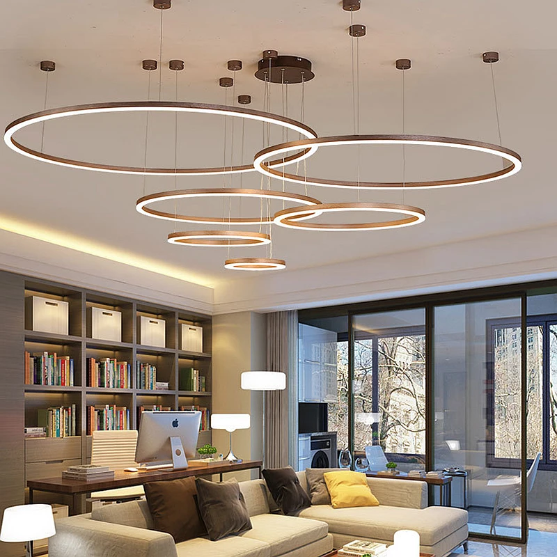

2019 LUXURY Modern LED Creative Minimalist Ring Shape Hanging Lamp Dining Kitchen Hotel Loft Restaurant Chandelier Pendant Lamp