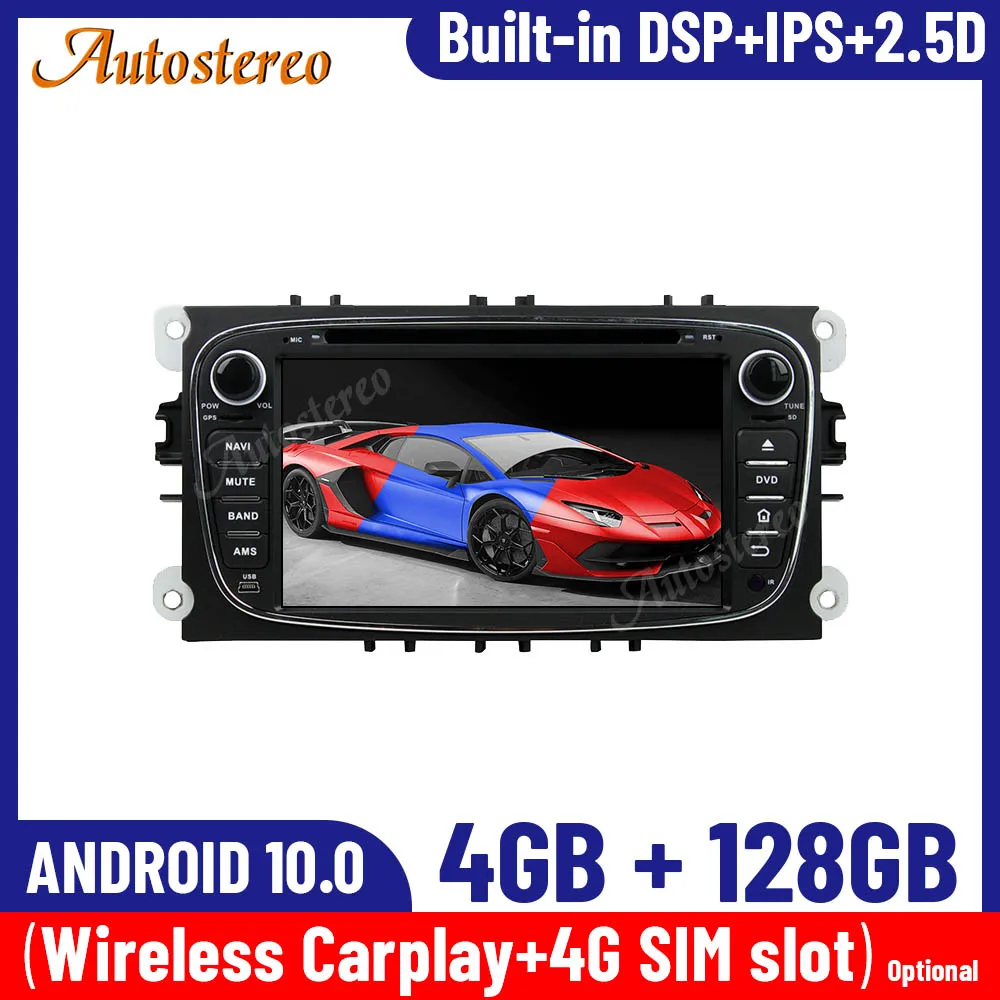 

Автомобильный GPS-навигатор, Android 10,0, 4 + 128G, черный для FORD MONDEO 2007-2010, мультимедийный автомобильный радиоприемник, видеоплеер, магнитофон, голов...