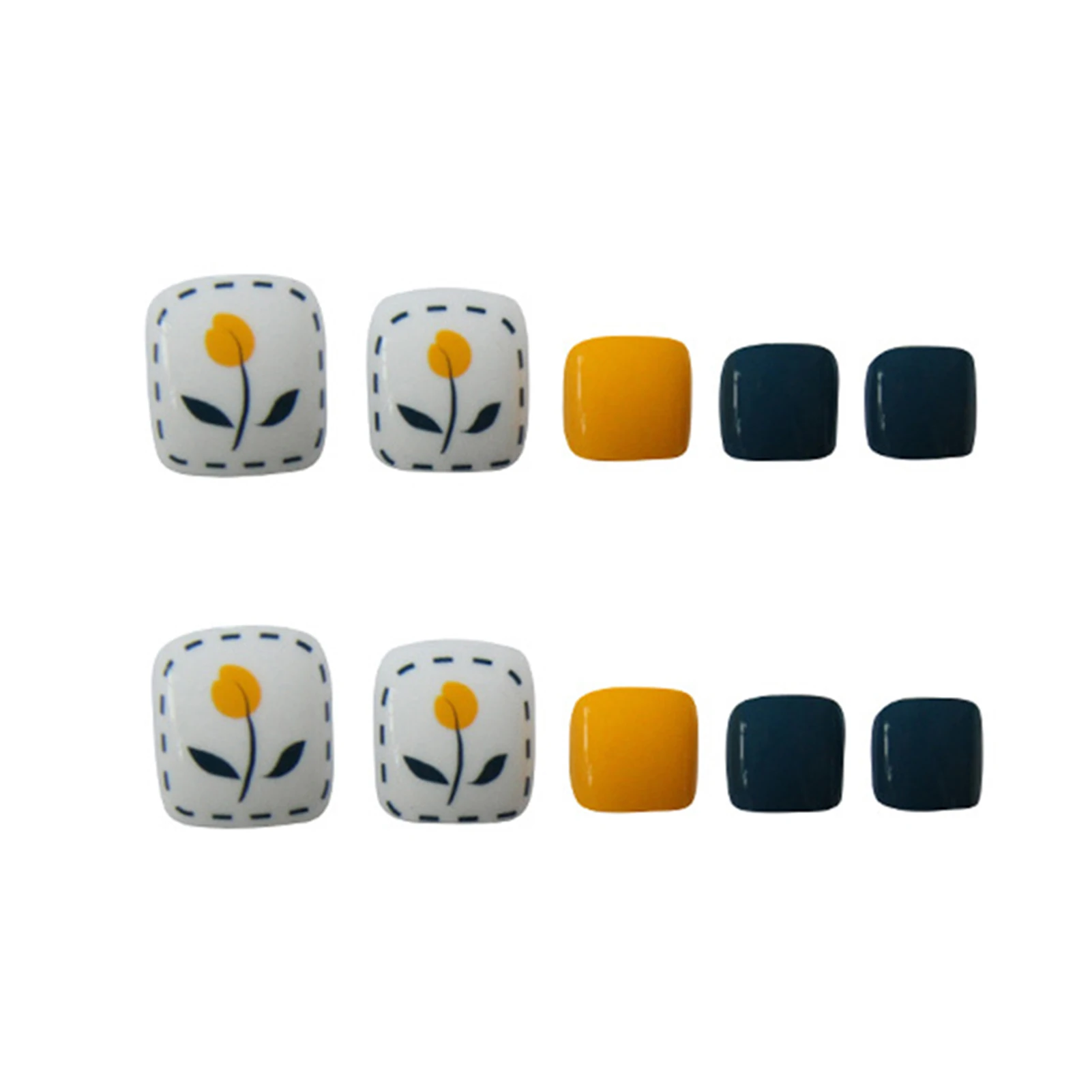 

24pcs Nail Patch Glue Type Removable Short Paragraph Fashion Manicure False Save Time Nails Patch Gifts for Girls