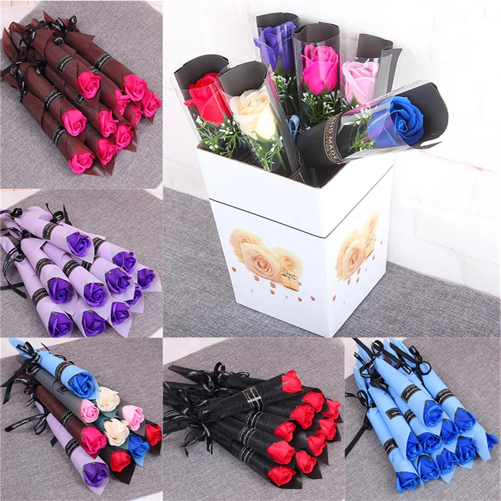 

Soap Rose Bouquet Valentines Day Gift for Fridend Wedding Bouquet Home Decorations Artificial Rose Flowers Wedding Decoration