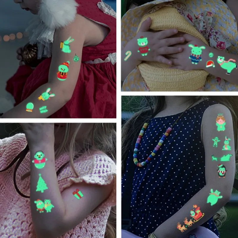 Светящиеся в темноте Временные татуировки для детей флуоресцентные