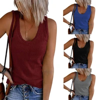 2021 spring summer new womens vest u neck sleeveless thread knitted casual vest t shirt spaghetti strap tank top crop tops