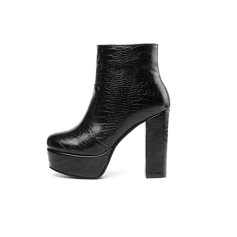 Женские ботинки на платформе и высоком каблуке из ПУ кожи|Женские полусапожки| |