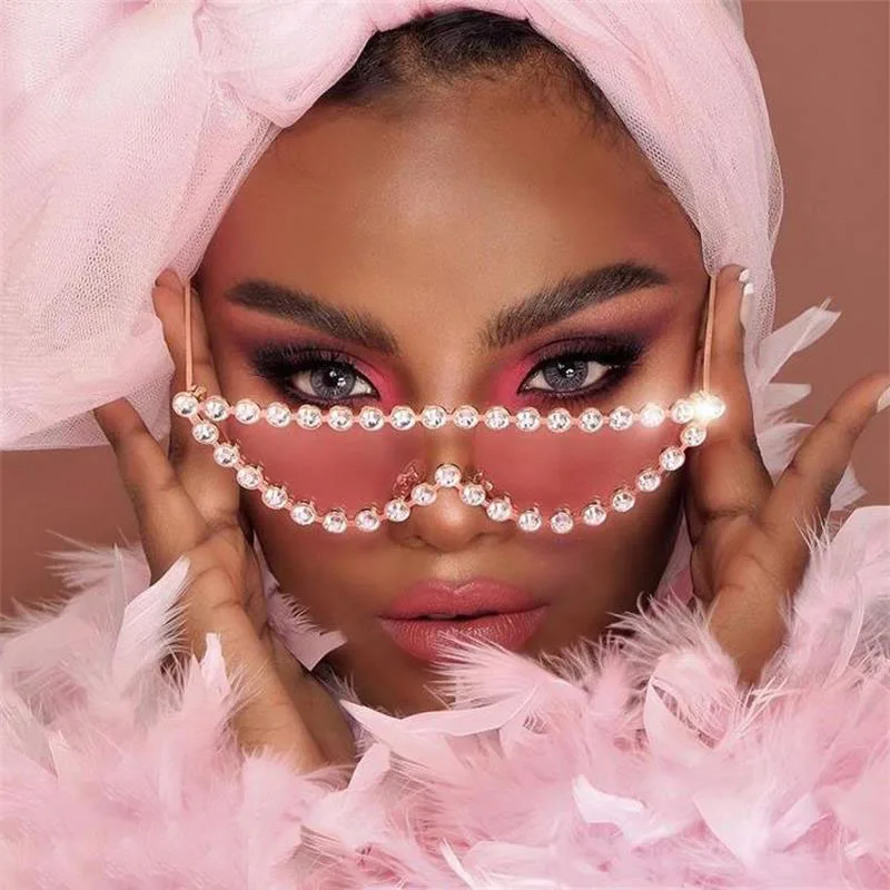 Милые сексуальные розовые стразы кошачий глаз солнцезащитные очки с