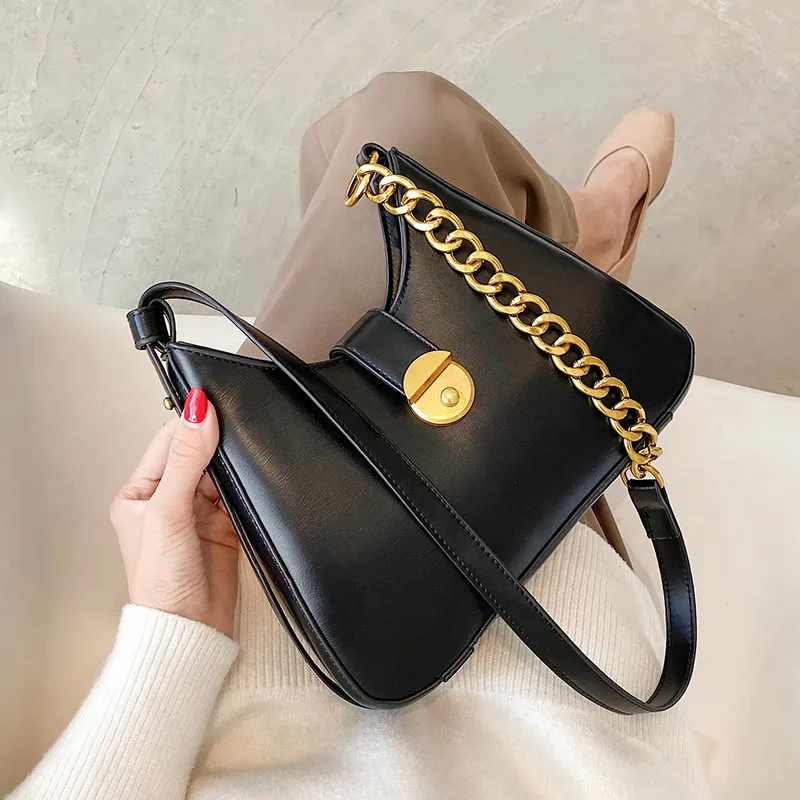 

Elegant Female Armpit Bucket bag 2021 New High-quality PU Leather Women's Designer Handbag Solid color Shoulder Messenger Bag