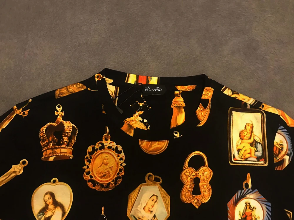 Футболка DUYOU мужская с принтом Девы Марии повседневная тенниска из 100% хлопка