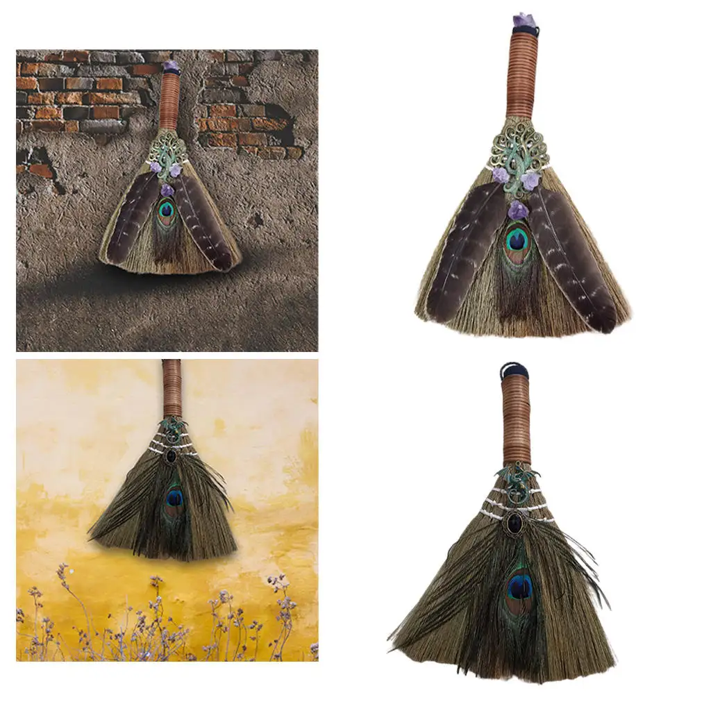 Hanging Witch Altar Broom Tree Wooden Branches Accessories Wood Broomstick for Wall Halloween Sign Office Prop Dress up Holiday images - 6