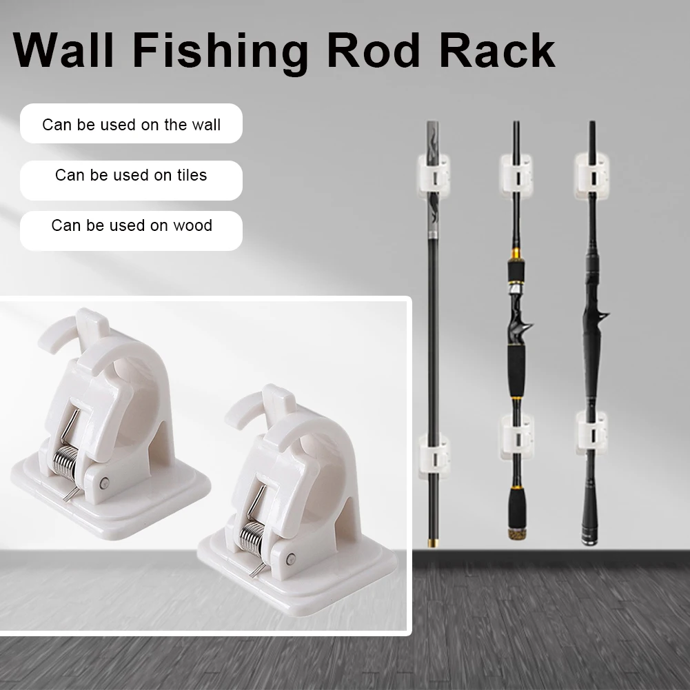

2 Pcs of Wall-mounted Fishing Rod Holder Storage Clip Fishing Rod Holder for Durable Fixed Portable Design Such As Wall Planks