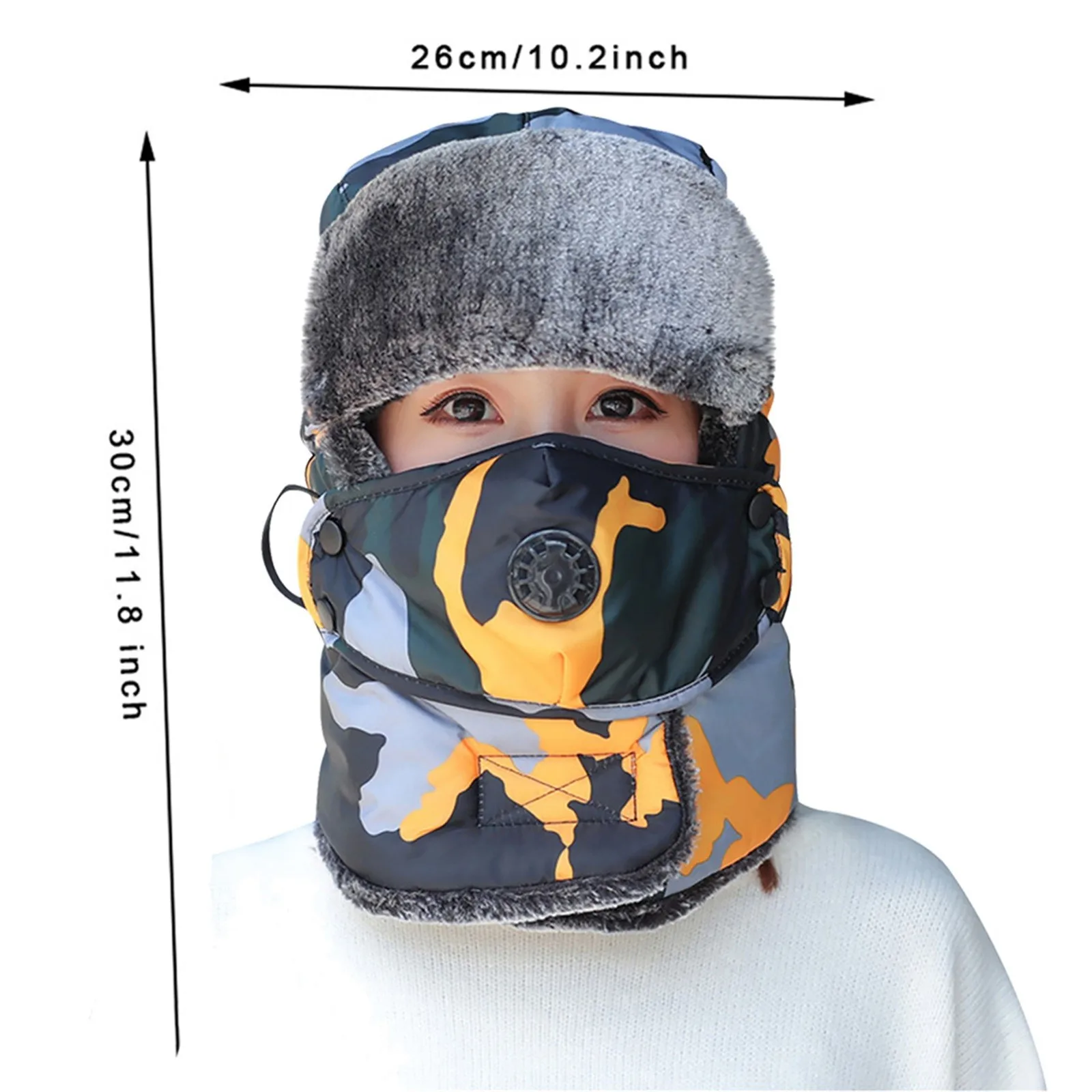 

Adults Autumn Winter Warm Thicken Outdoor Cycling Windproof Protection Face Mask Fashion Camouflage Cap Ski Hat Bomber Hats