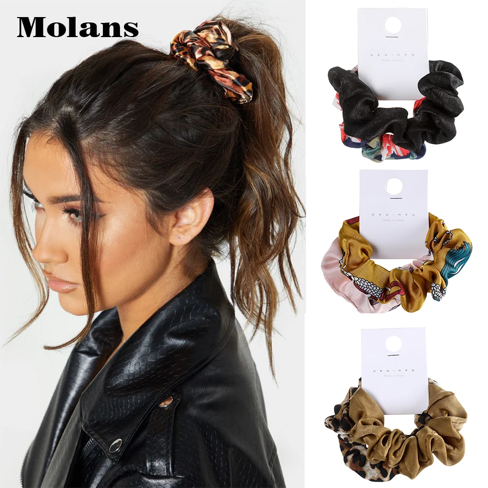

Molans 2PCS/Set Leopard Printed Scrunchies Fabric Hair Ring 2022 New Striped Elastic Hair Bands for Woman Hair Accessories