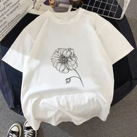 top t shirts for women o neck summer short sleeve fashion female clothing streetwear flowers graphic print ladies girls top tees