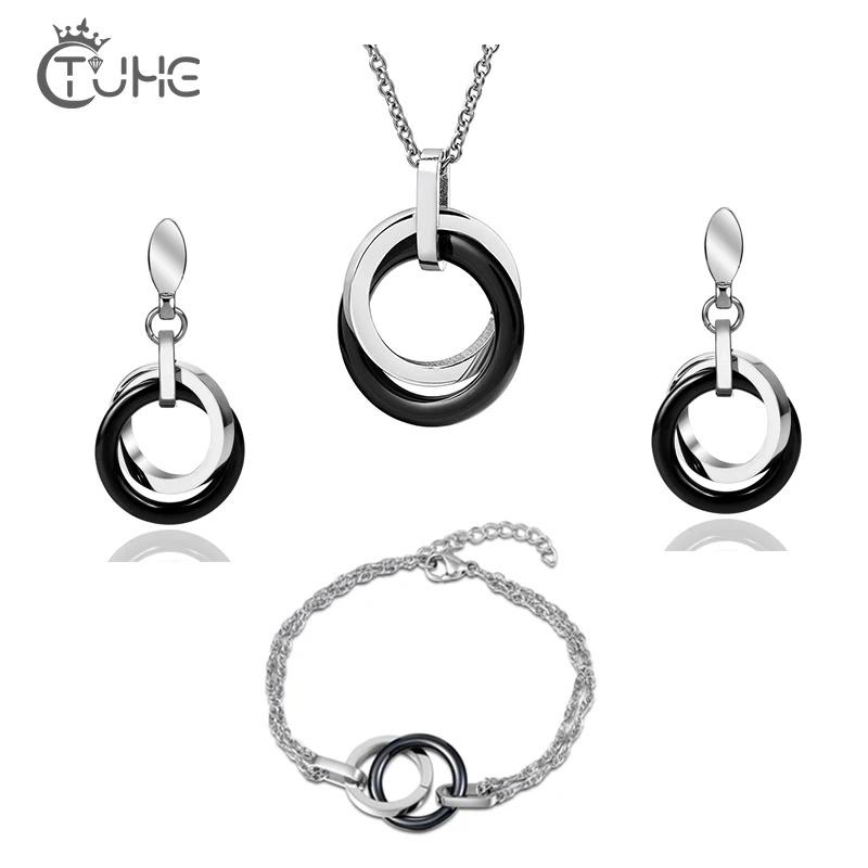 Комплект из колье серёг и браслета с круглой подвеской|Ювелирные наборы| |