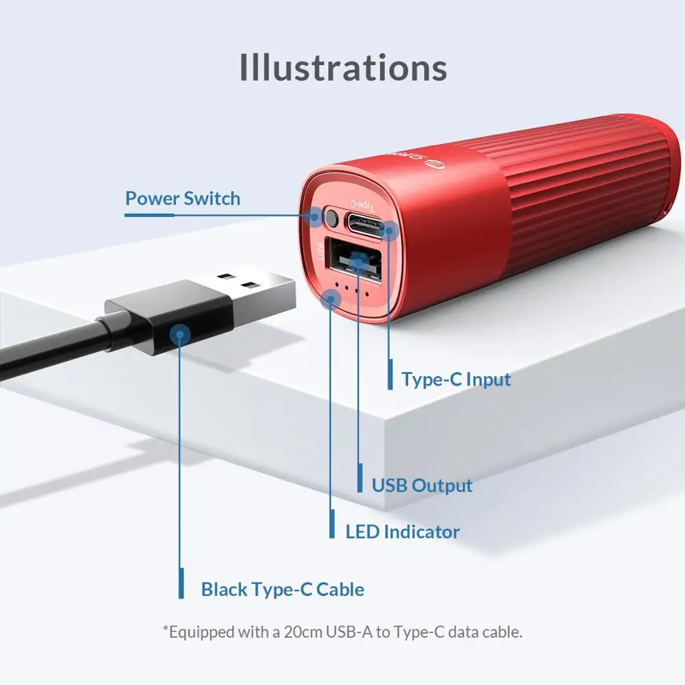 Женское мини зарядное устройство ORICO 3200 мАч быстрая зарядка 5 В 2 А для iphone 8 8S XS MAX