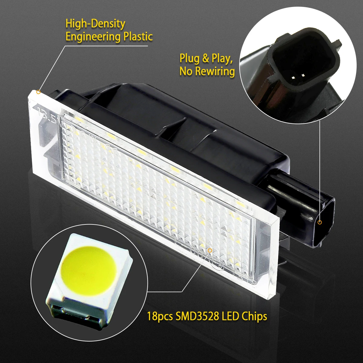 2 шт. без ошибок 12 В светодиодный номерной знак белый свет для Renault Megane Clio Laguna 3