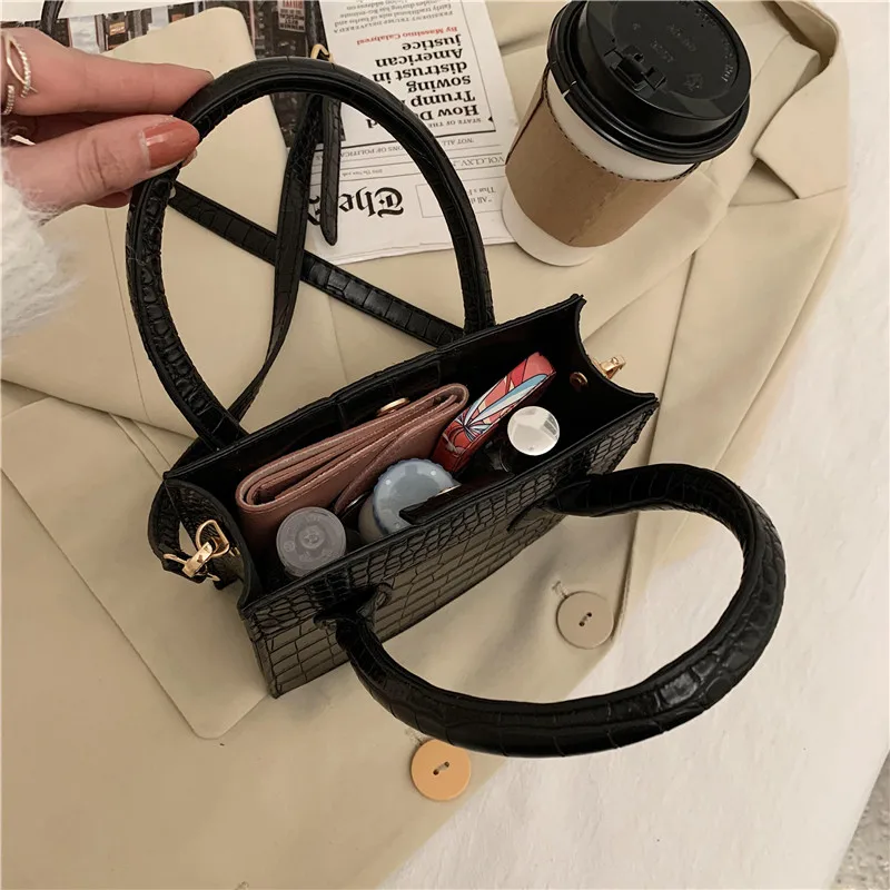 

Luxury Women Crocodile Pattern Crossbody Bag Classic Solid Color Small Square Tote Bags Female Pu Leather Shoulder Hand Bag Sac