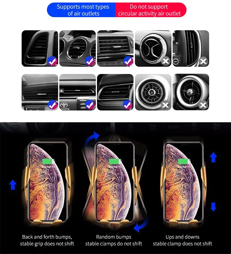 R1 Car Wireless Charger 10W  Infrared Sensor Automatic Clamping Fast Charging Phone Holder Support Qi for iphone 11 XS  Samsung