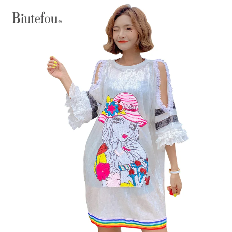 2021 летние женские платья с блестками и открытыми плечами | Женская одежда