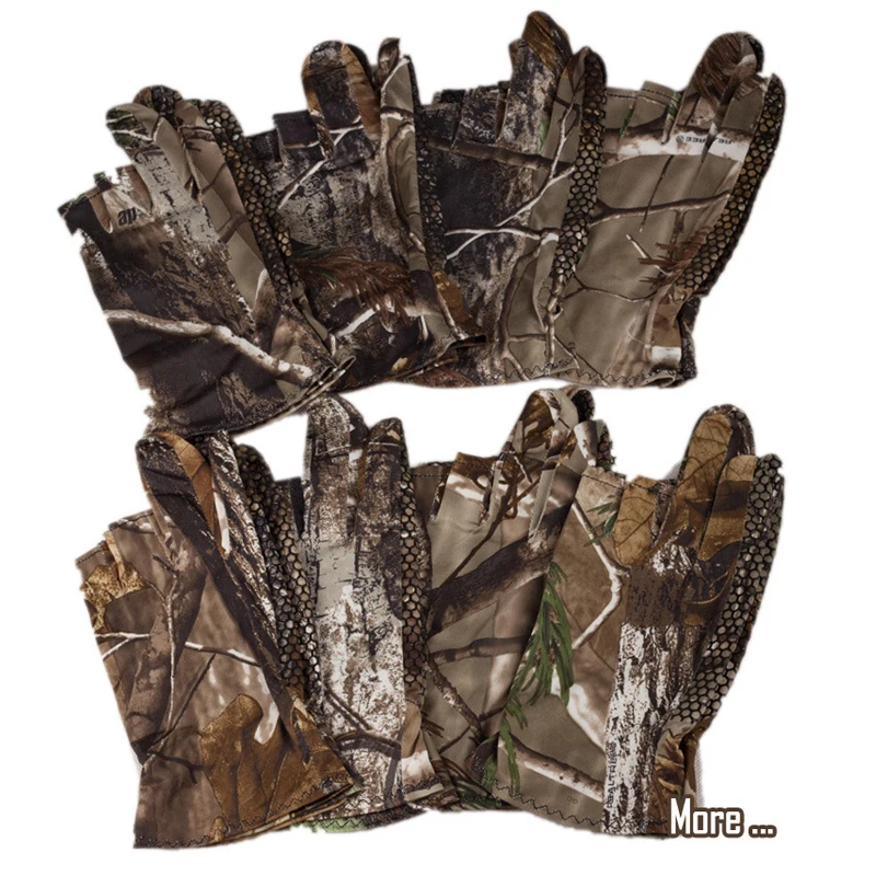 

1 Pair Camo Fishing Gloves Hunting Gloves Finger Protector Anti-Slip 3 Fingers Cut for Camping Riding Cycling Fishing Equipment
