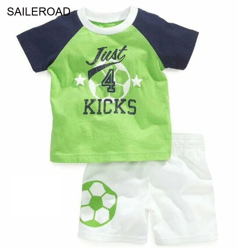 

SAILEROAD Boys Cartoon Football Print Pajamas Boys Cute Animals Nightwear Children Pyjamas Set Kids Short Sleeve Pijama Cotton