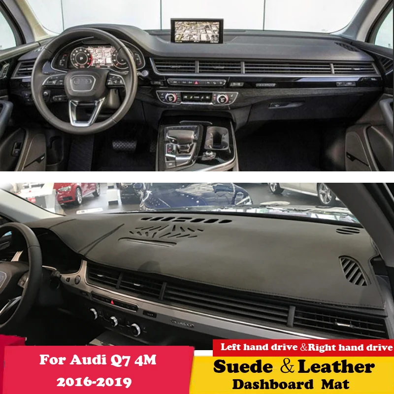 

Для Audi Q7 4M 2016 2017 2018 2019 S-line кожаный коврик для приборной панели, солнцезащитный козырек, коврик для приборной панели, аксессуары, замша