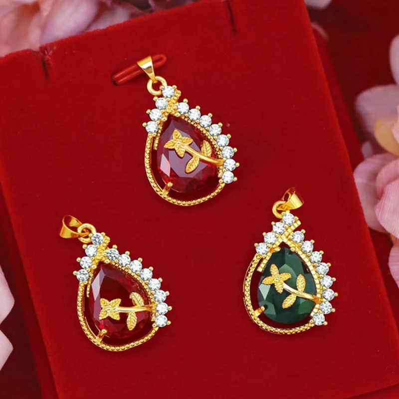 

Teardrop Pendant Chain Yellow Gold Filled Beautiful Women Charm Jewelry Gift