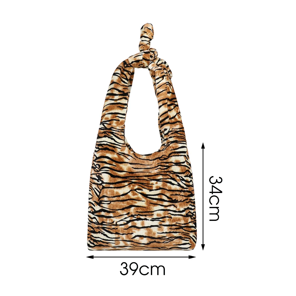 

Leopard Print Plush Handbag Warm Lamb like Fabric Underarm Bag Small Tote Soft Fluffy Cloth Shoulder Bags Cute Purses For Girls