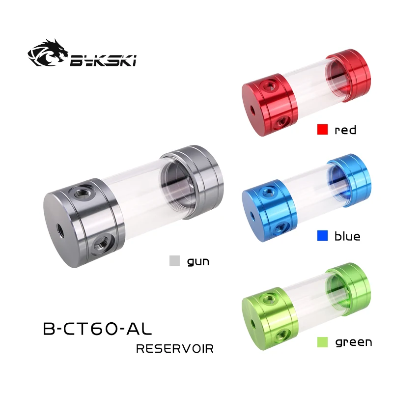 Bykski B-CT60-AL 60mm Cylinder Reservoirs Aluminum Alloy Cover Acrylic Body Diameter 100/150/200/260mm Length |
