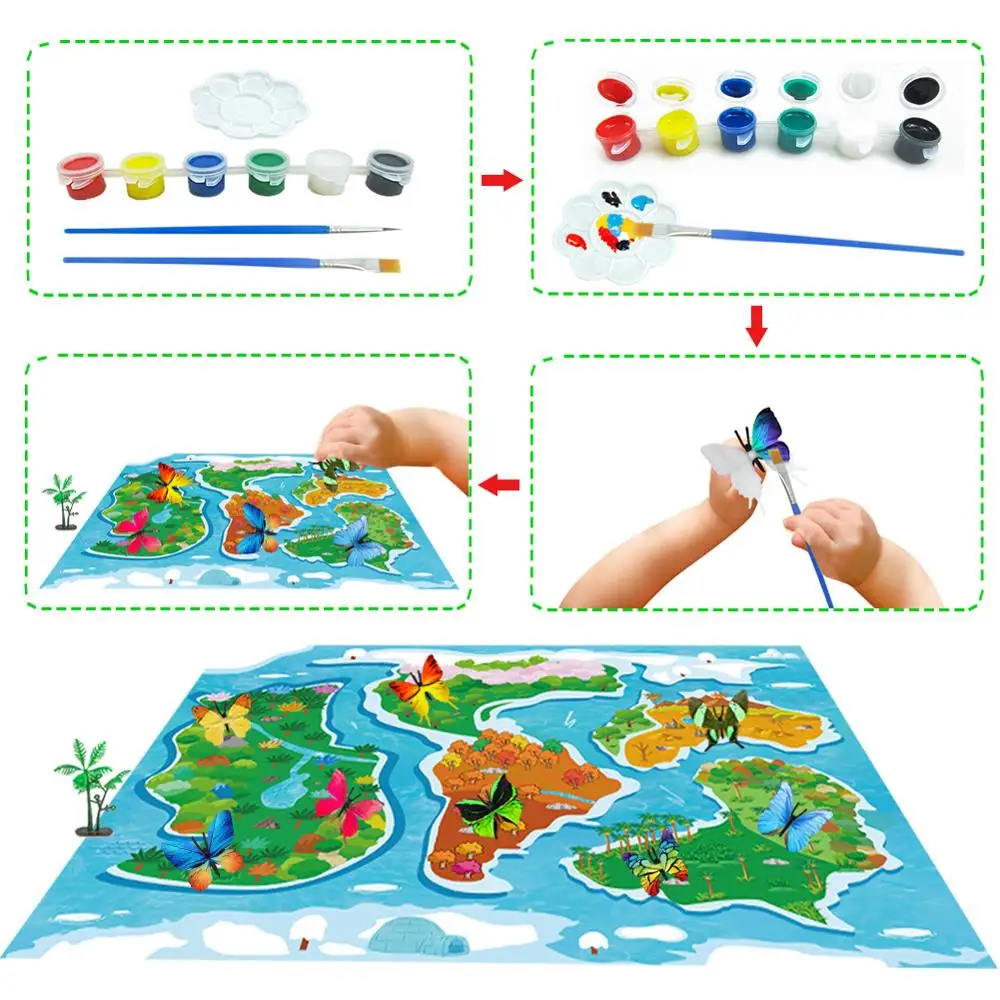 3d коврик для рисования детей и девочек с 2 персонажами творчества животными