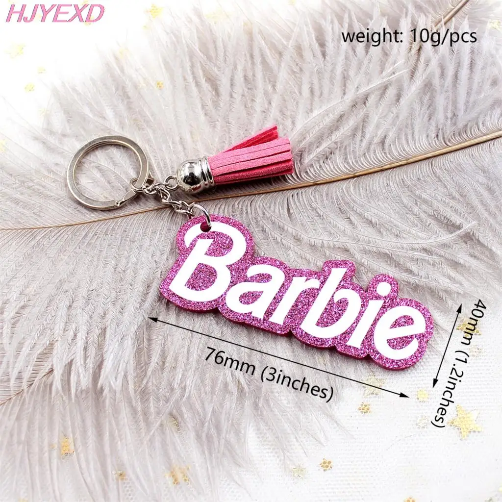 

(1piece) KH1032 B-a-r-b-i-e Acrylic Keychain, Keychain for Women UV Print Hot Pink Glitter Acrylic Keychain
