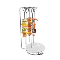 stainless steel bbq skewers needle rack grill holder for camping gathering party roasting babecue tools accessories