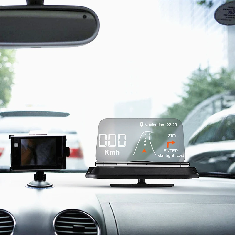 LEORY Универсальный Автомобильный HUD предупреждающий сигнал на голову дисплей черный gps навигатор проектор держатель телефона для телефона 11 для huawei Xiaomi